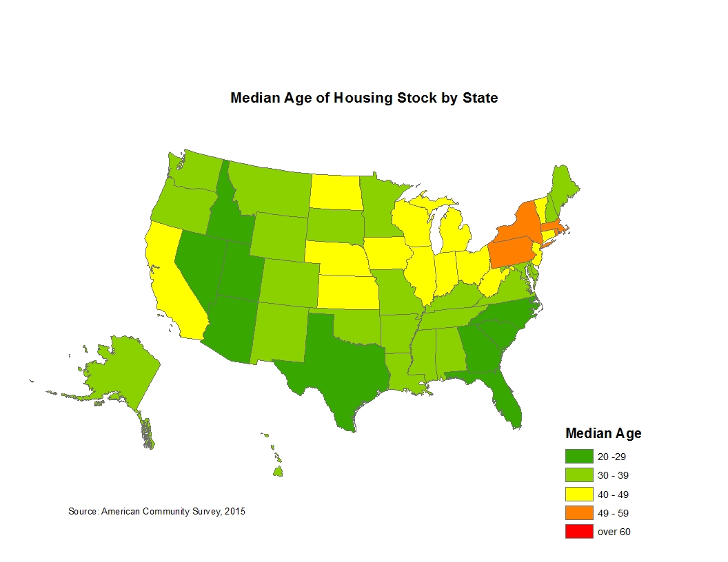 Median age of housing stock